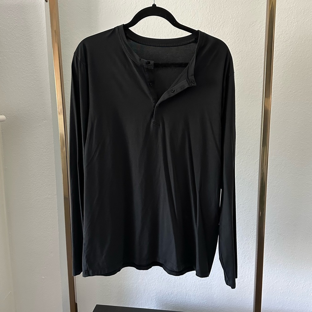 lululemon black long sleeve modal cotton Henley (L)